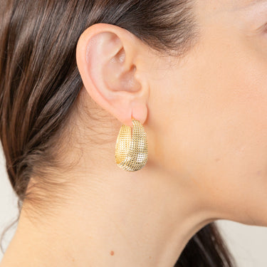 Sterling Silver Gold Plated Diamond Cut Creole Earrings