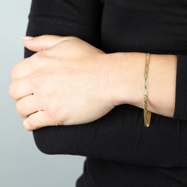 Sterling Silver Gold Plated Textured 4mm Herringbone 19cm Bracelet