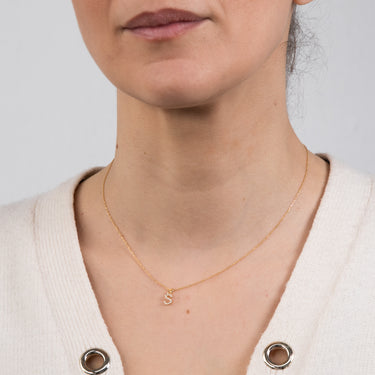 Sterling Silver Yellow Gold Plated Initail "S" Pendant On 45cm Chain