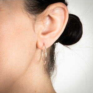 Sterling Silver Facet 25mm Sleeper Earrings