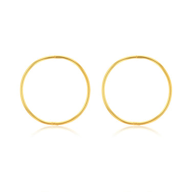 Sterling Silver Gold Plated Plain 25mm Sleeper Earrings