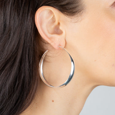 Sterling Silver Plain Broad 3/4 Hoop Earrings