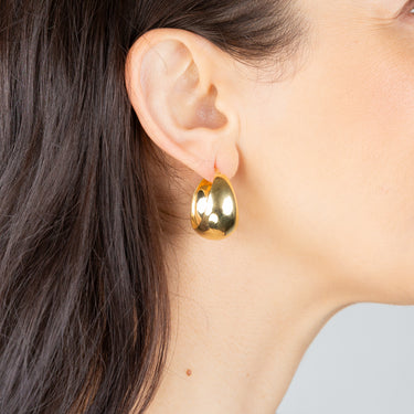 Sterling Silver Gold Plated Broad Plain 20mm Hoop Earrings