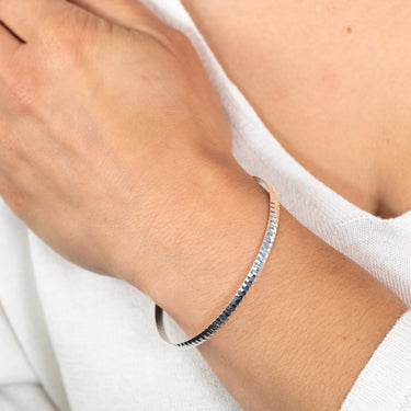 Sterling Silver Textured 65mm Bangle
