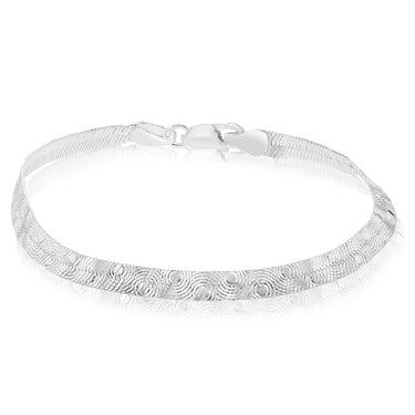 Sterling Silver Patterned 19cm Bracelet