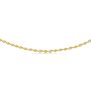 Sterling Silver And Gold Plated Two Tone Twisted Herringbone 45cm Chain