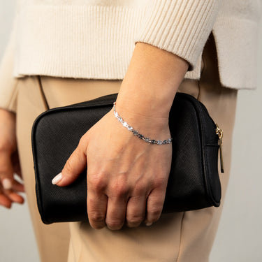 Sterling Silver Fancy Diamond Cut 19cm Bracelet