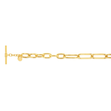 Sterling Silver Gold Plated Belcher Links T Bar Clasp 19cm Bracelet