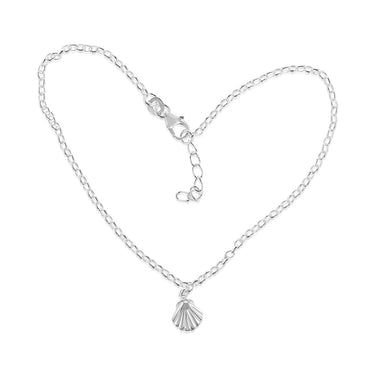 Sterling Silver Sea Shell Charm On 23+2cm Anklet