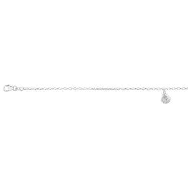 Sterling Silver Sea Shell Charm On 23+2cm Anklet