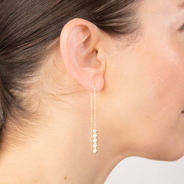 Sterling Silver Gold Plated Tiny Flowers Threader Earrings