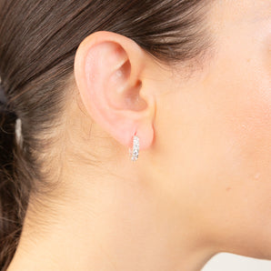 Sterling Silver Cubic Zirconia On 13mm Hoop Earrings