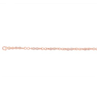 Sterling Silver Rose Gold Plated Cubic Zirconia Infinity 19.5cm Bracelet