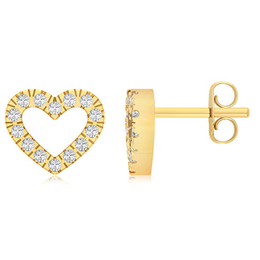 Sterling Silver Gold Plated Cubic Zirconia Open Heart Stud Earrings