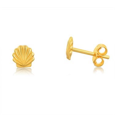 Sterling Silver Gold Plated Sea Shell Stud Earrings