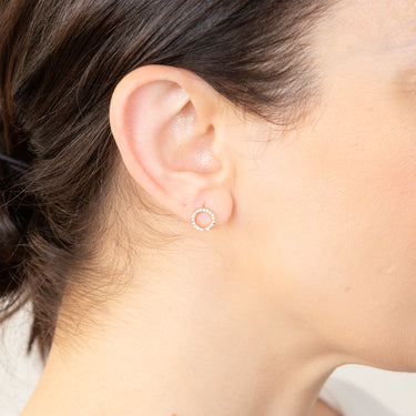 Sterling Silver Gold Plated Cubic Zirconia Circle Of Life Stud Earrings