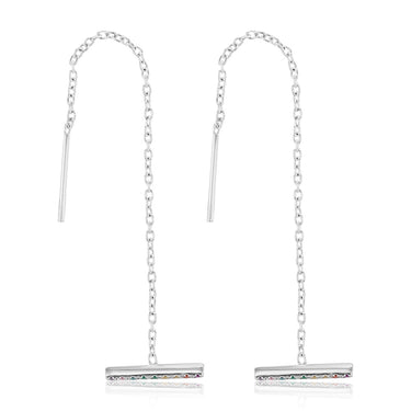 Sterling Silver Multicolour Zirconia Threader Earrings