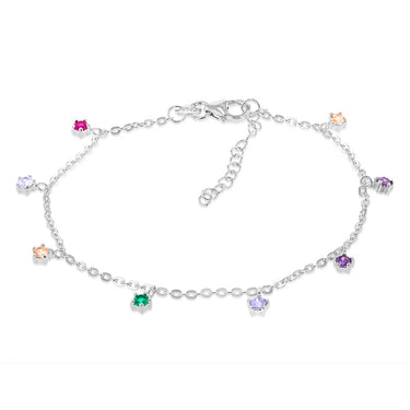 Sterling Silver Multicolour Charm 19cm Bracelet