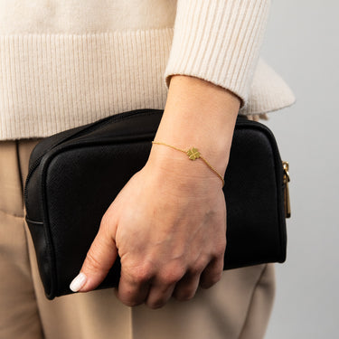 Sterling Silver Gold Plated Four Leaf Clover 19cm Bracelet