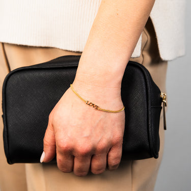 Sterling Silver Gold Plated "Love" 19cm Bracelet