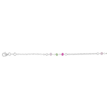 Sterling Silver Multicolour Beads 27cm Anklet