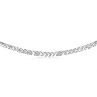 Sterling Silver Rhodium Plated Diamond Cut Multilayer Fancy 42+3cm Chain
