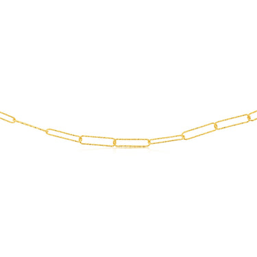 Sterling Silver Gold Plated Textured Paperclip 42cm Chain