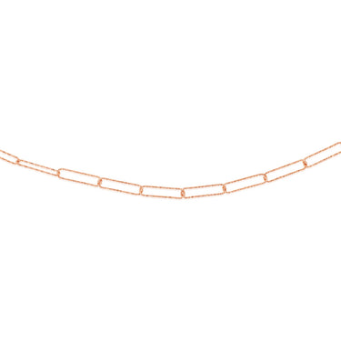 Sterling Silver Rose Gold Plated Textured Paperclip 41cm Chain