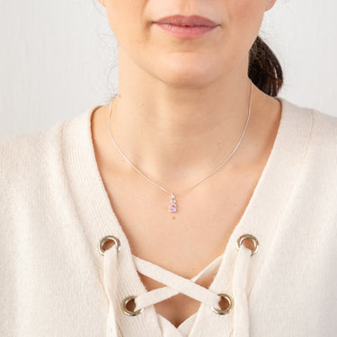 Sterling Silver Pink Enamel Initial "S" Pendant