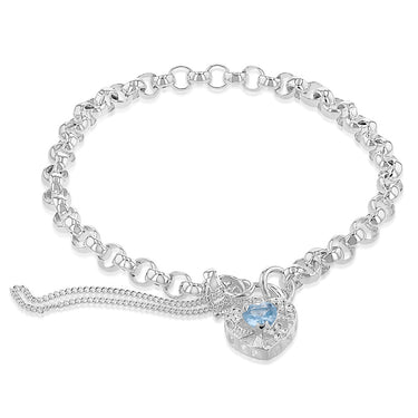 Sterling Silver Fancy Belcher 19cm Padlock Bracelet