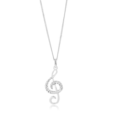 Sterling Silver Textured Music Note Pendant