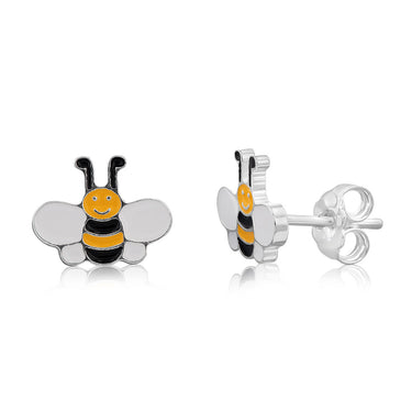 Sterling Silver Enamel Honey Bee Stud Earrings