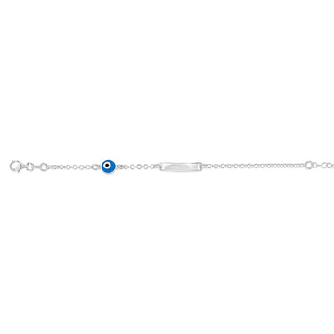 Sterling Silver Evil Eye ID 16cm Kids Bracelet