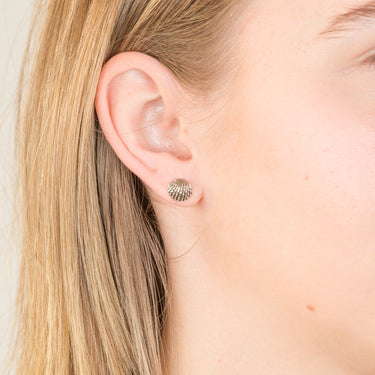 Sterling Silver Oxidised Shell Stud Earrings