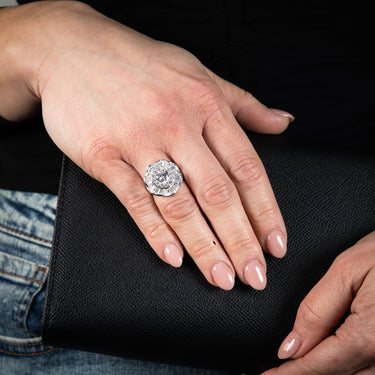 Sterling Silver Cubic Zirconia Flower Ring
