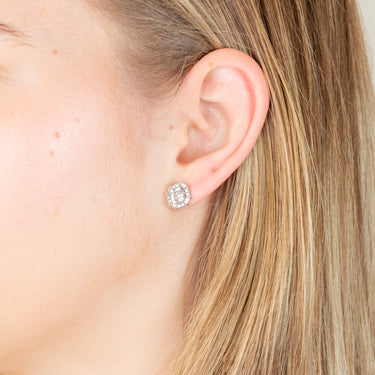 Sterling Silver Rhodium Plated White Cubic Zirconia Studs Earrings