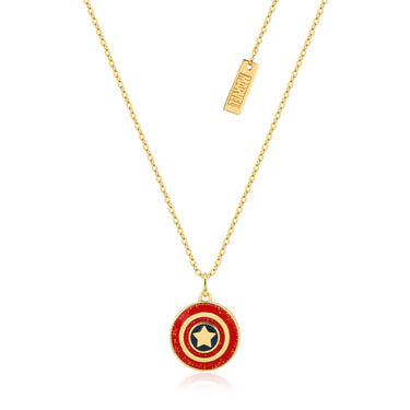 Couture Kingdom Disney Sterling silver 14ct Gold Plated Captain America Enamel Pendant 45cm Chain