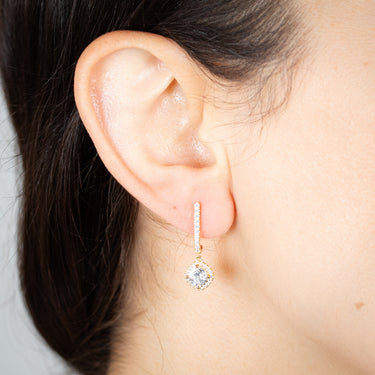 Sterling Silver Gold Plated White Cubic Zirconia Fancy Drop Earrings