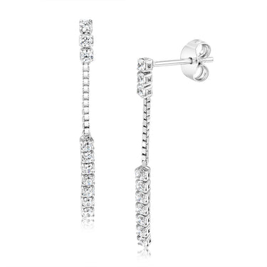 Sterling Silver Rhodium Plated Cubic Zirconia Drop Earrings