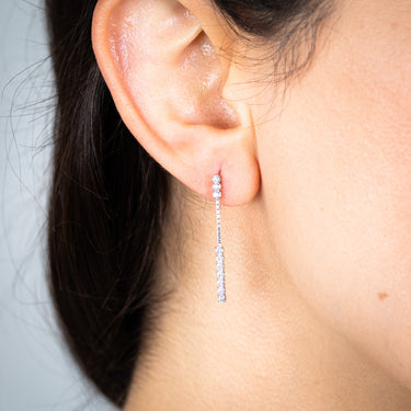 Sterling Silver Rhodium Plated Cubic Zirconia Drop Earrings