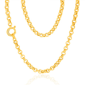 Sterling Silver Yellow Gold Plated Cubic Zironica Bolting 45cm Belcher Chain