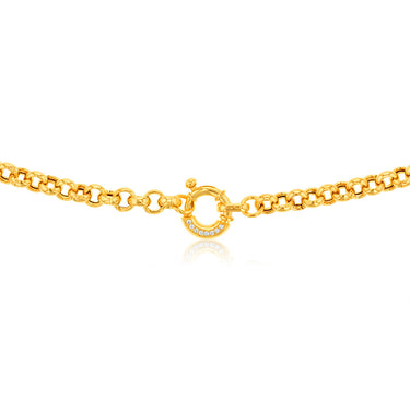 Sterling Silver Yellow Gold Plated Cubic Zironica Bolting 45cm Belcher Chain