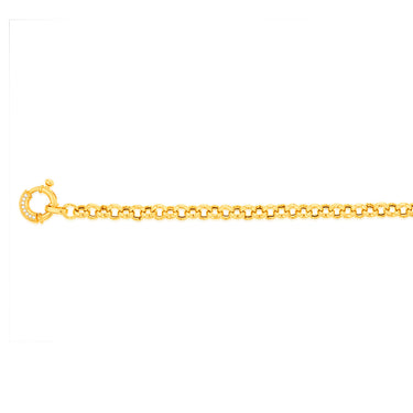 Sterling Silver Yellow Gold Plated Cubic Zironica Bolting 19cm Belcher Bracelet