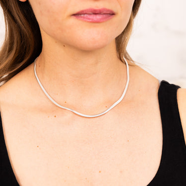 Sterling Silver Oval Snake 37+5cm Chain