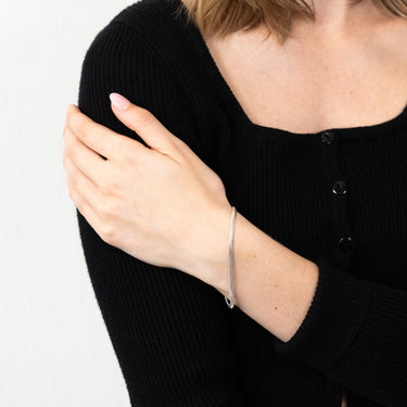 Sterling Silver Oval Snake 17+3cm Bracelet