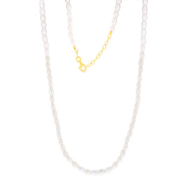 Sterling Silver Gold Plated Fresh Water Pearls 42+3cm Chain