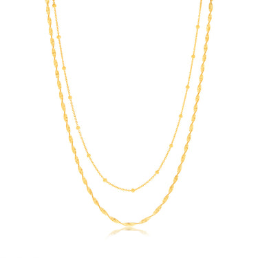 Sterling Silver Gold Plated Fancy Double Layer 38+5cm Chain