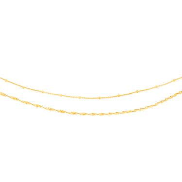Sterling Silver Gold Plated Fancy Double Layer 38+5cm Chain