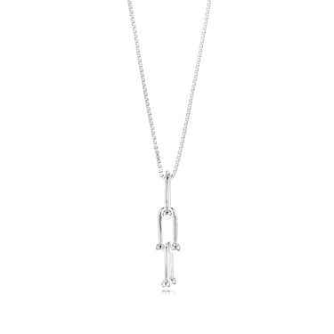 Sterling Silver Fancy U Link Pendant On 45cm Chain