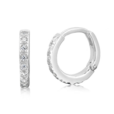 Sterling Silver White Cubic Zirconia Sleeper Earrings